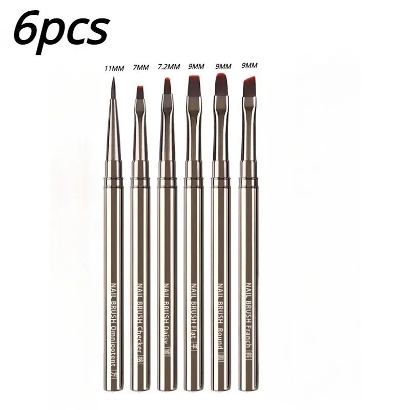 Nail Art Liner Brushes Set 6/9/12/15/18/25mm Fine Striping Drawing