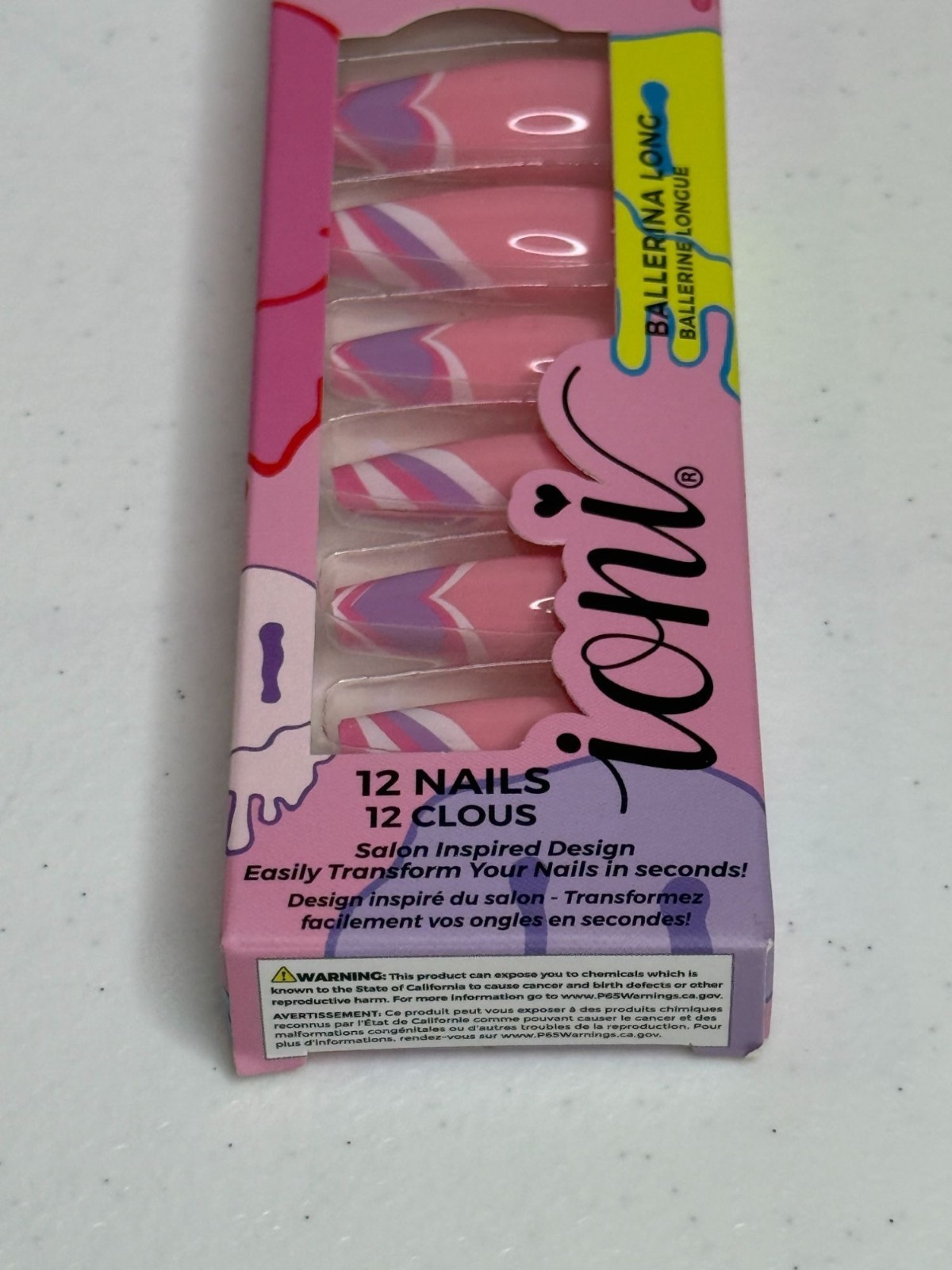 Ioni Nail Tips Melted Candies 2 Pack Press On Nails Ballerina Long New