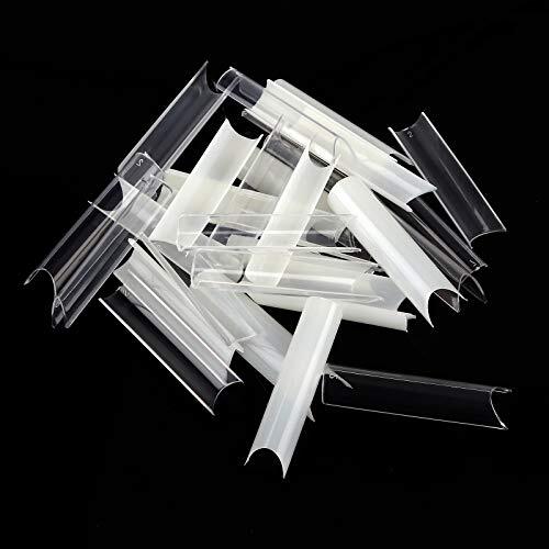 400PCS Extra Long C Curve Nail Tips XL, 2 Packs Natural and Clear Nail Tips