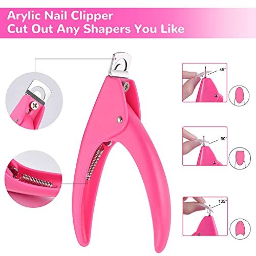 Clear Acrylic Nail Tips, 500PCS French Nail Tips Clear Fake Nails Half Cover