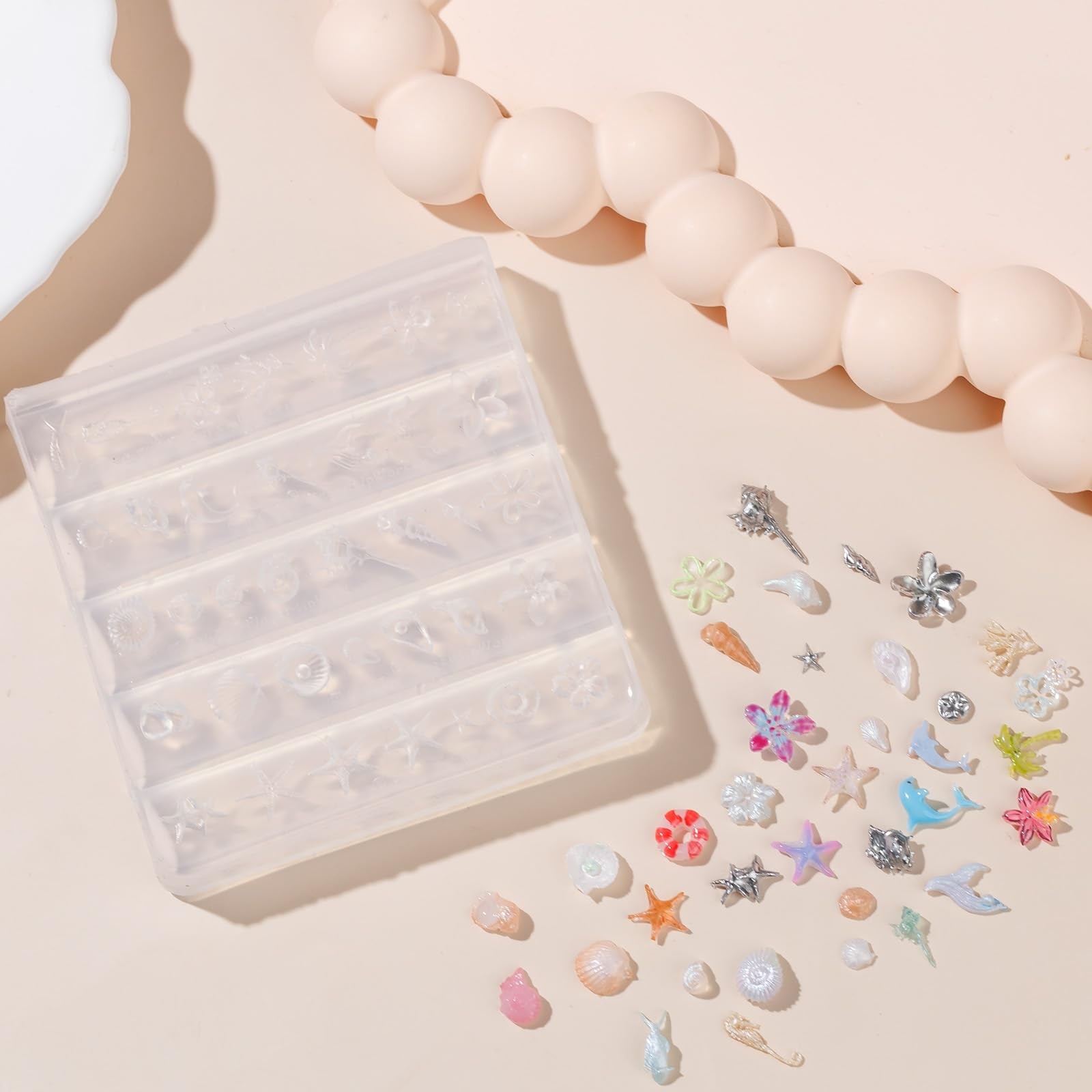 3D Sea Shell Nail Molds for Nail Art, 1PC Silicone 3D Charm Beach Ocean Pearl…