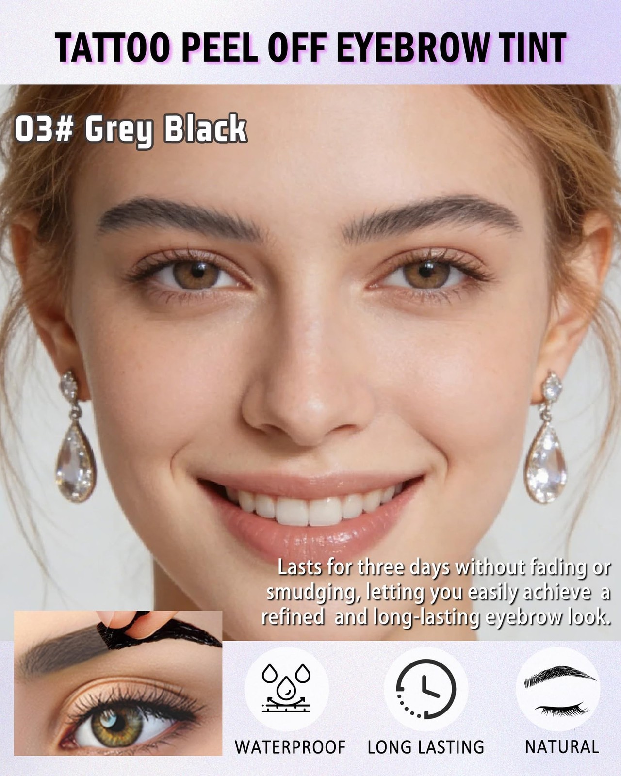 Peel Off Eyebrow Tinting Gel Kit-2pcs Grey Black Tattoo Eyebrow Gel Easy Peel…