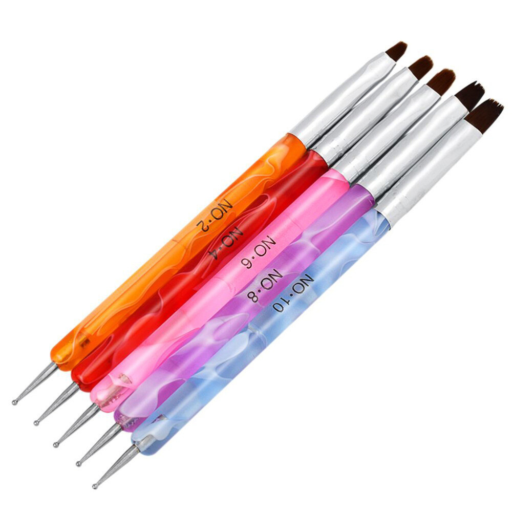 Manicure Pens Double-end Nail Art Brush UV Gel Builder Painting Drawing Brushes