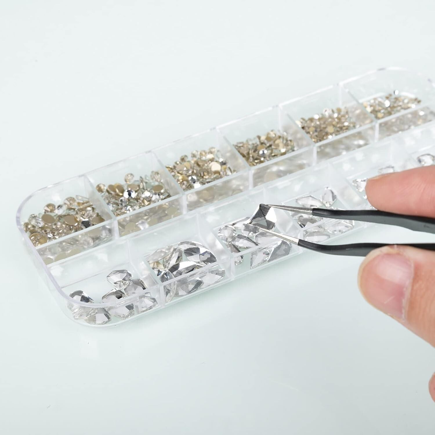 Diamantes de imitación para decoración de uñas, gemas para uñas con parte