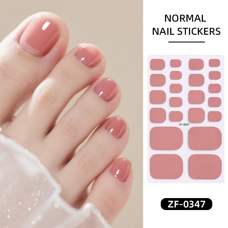 Solid Color Full Nail Wraps Elegant Simple Toe Nail Polish Stickers Nude Pink…