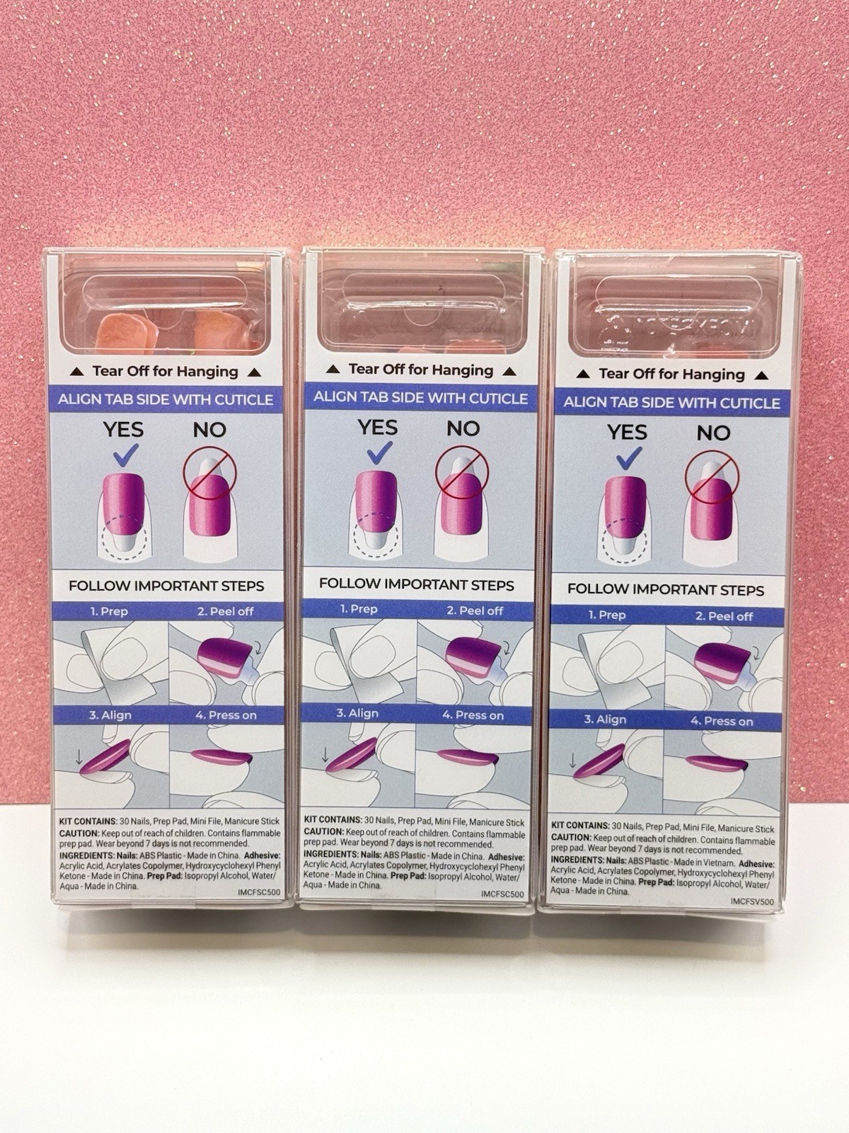 Kiss imPRESS ColorFX Press-On Nails Short Peach Nude 91547 Satellite Lot Of 3
