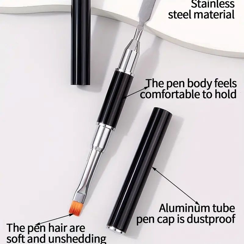 3-Piece Gel Nail Art Kit | Double-End Nail Brush Pen + Nail Gel + Slip Solution