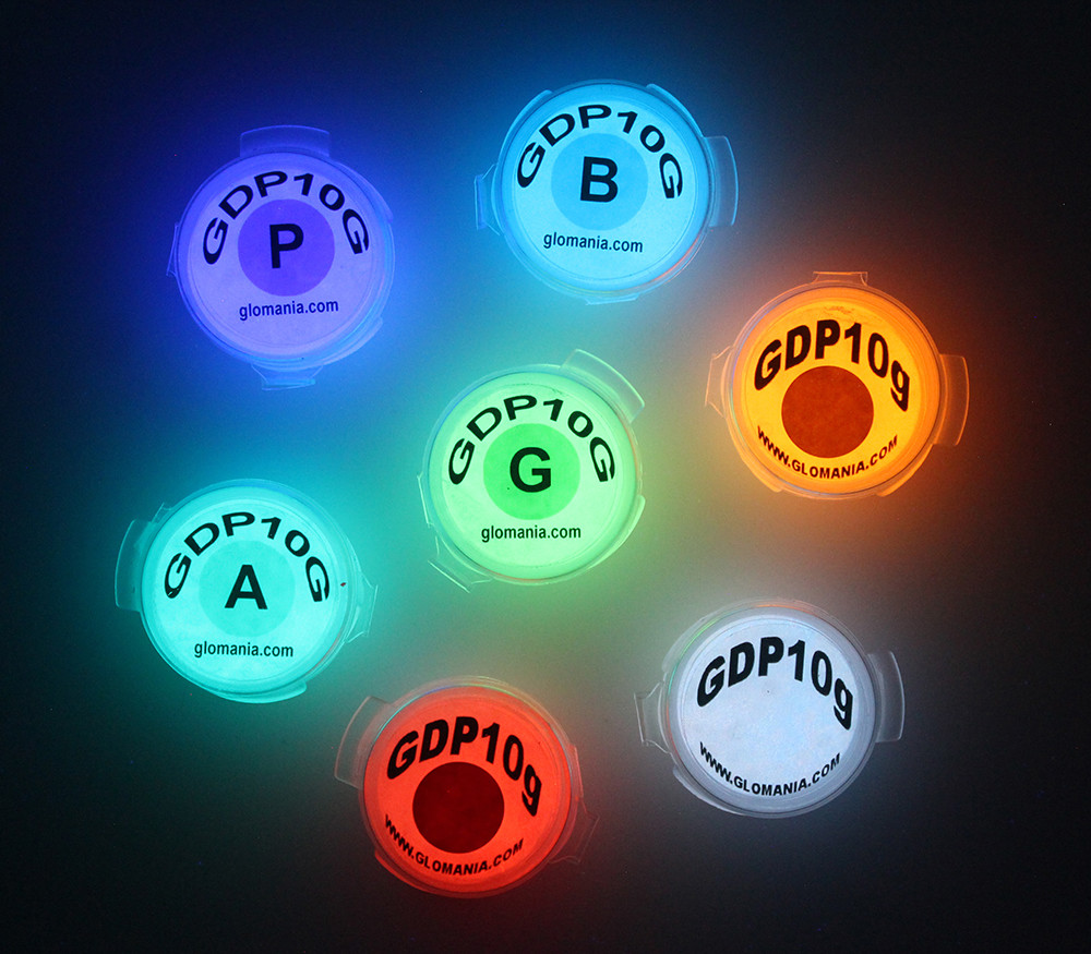Glow in the Dark pigment powder Invisible neutral sets 10g per color