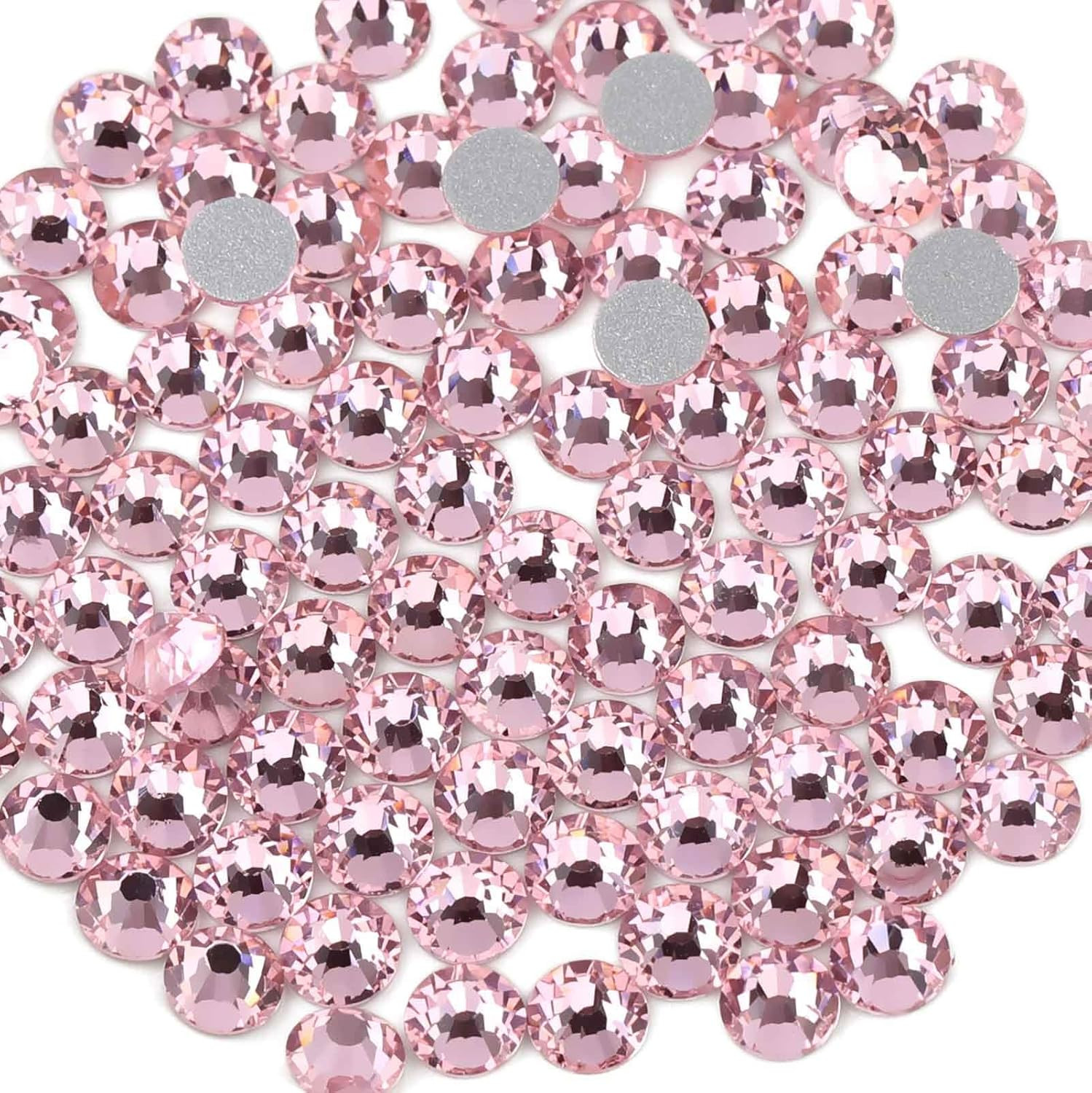 Flat Back Crystal Rhinestones round Gems for Nail Art and Craft Glue Fix, Light