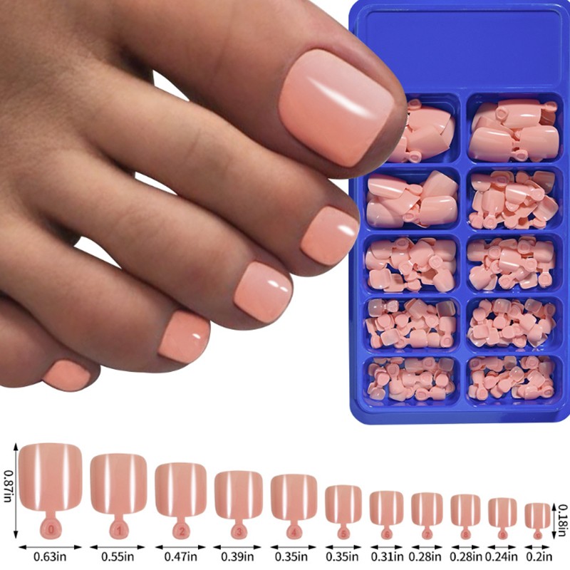 100pcs Fake Toenail Press On Toe Foot Full Cover Nails Art Tips Fast Wearable