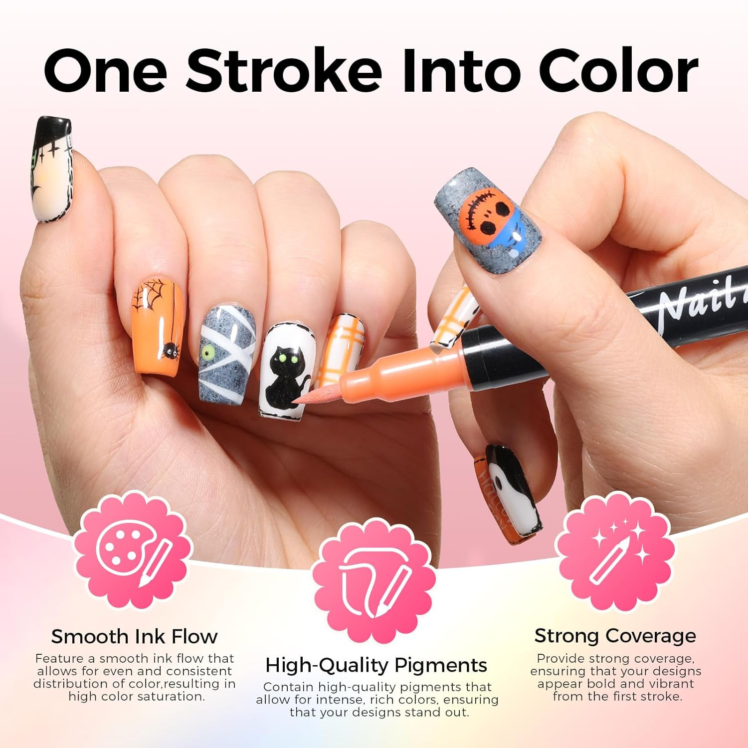 48 Colors Nail Art Pens Set for DIY Manicure, 0.7Mm Dual-Tip | Quick Dry, Non-To