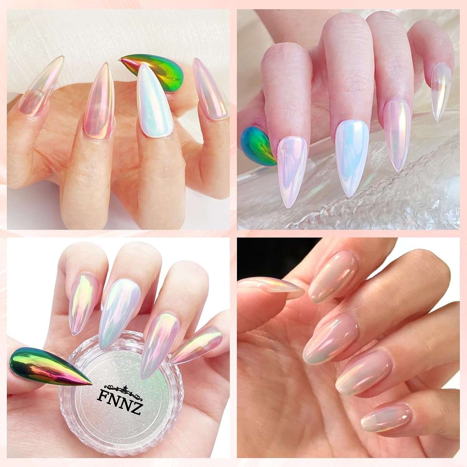Unicorn Chrome Nail Powder, Unichrome Mermaid Aurora Nail Powder Pigment