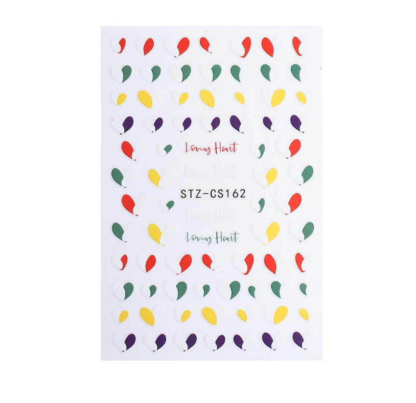 3D Gradient Colorful Heart Self-Adhesive Nail Decal Sticker CS162 NS40