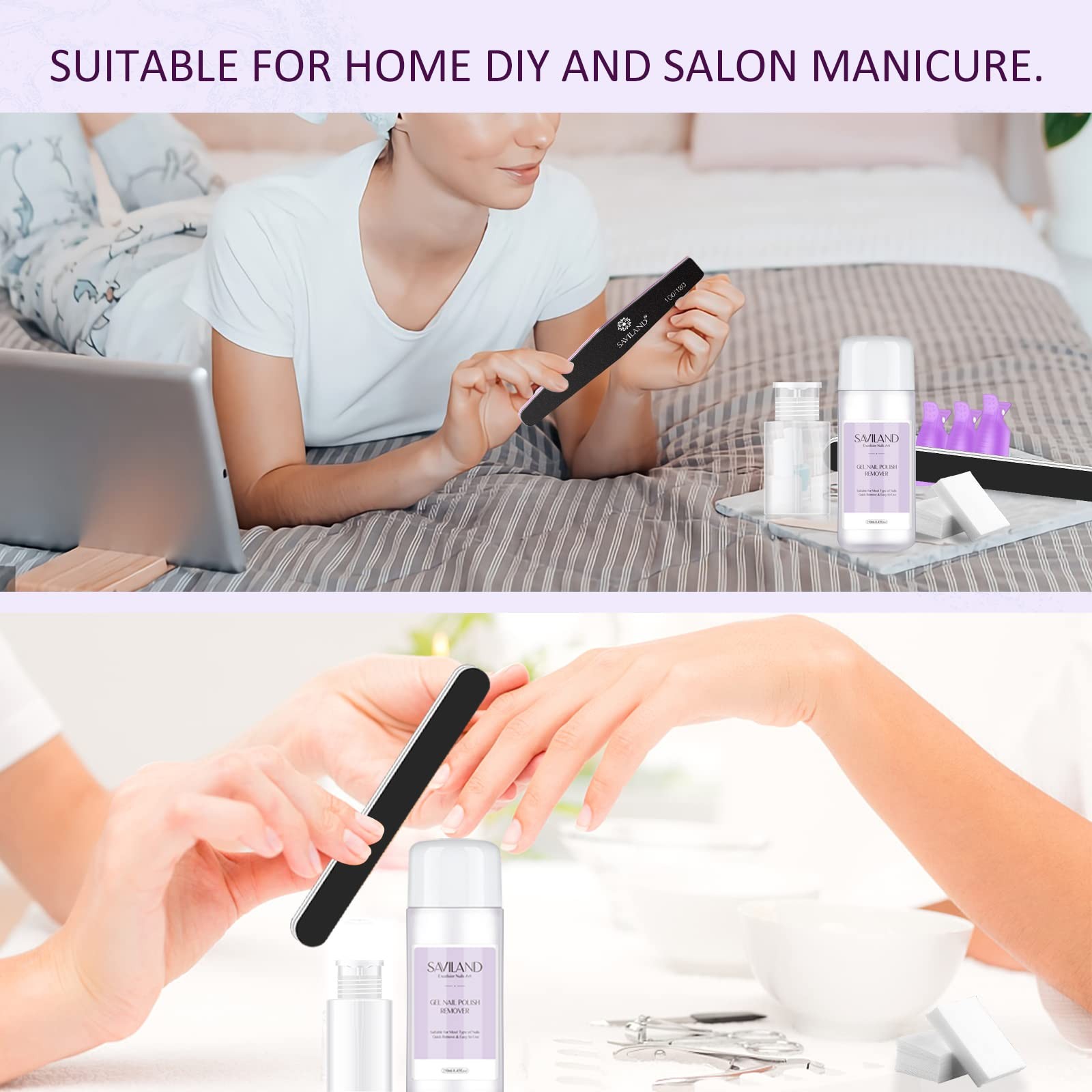 SAVILAND Gel Nail Polish Remover Kit: 250ml 8.45 fl.oz (Kit 2), Purple