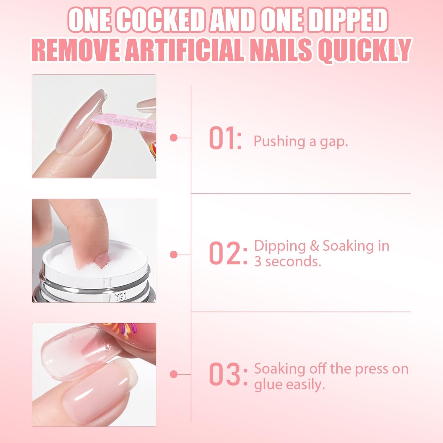 Nail Glue Remover for Press On, Dipping in Soak Liquid Gentle Remove Press-On Na