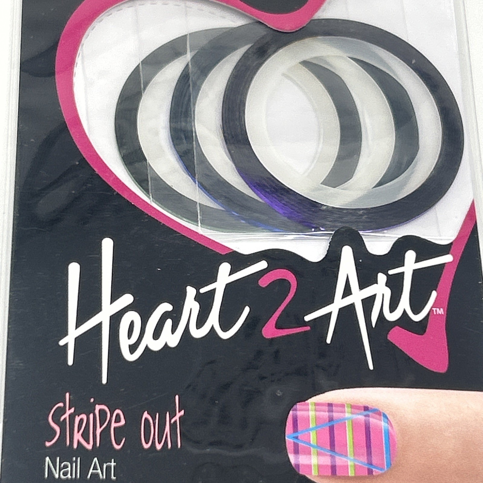NEW Fing’rs Heart 2 Art Stripe Out Nail Art Sticker Tape Blue Purple Green 33034