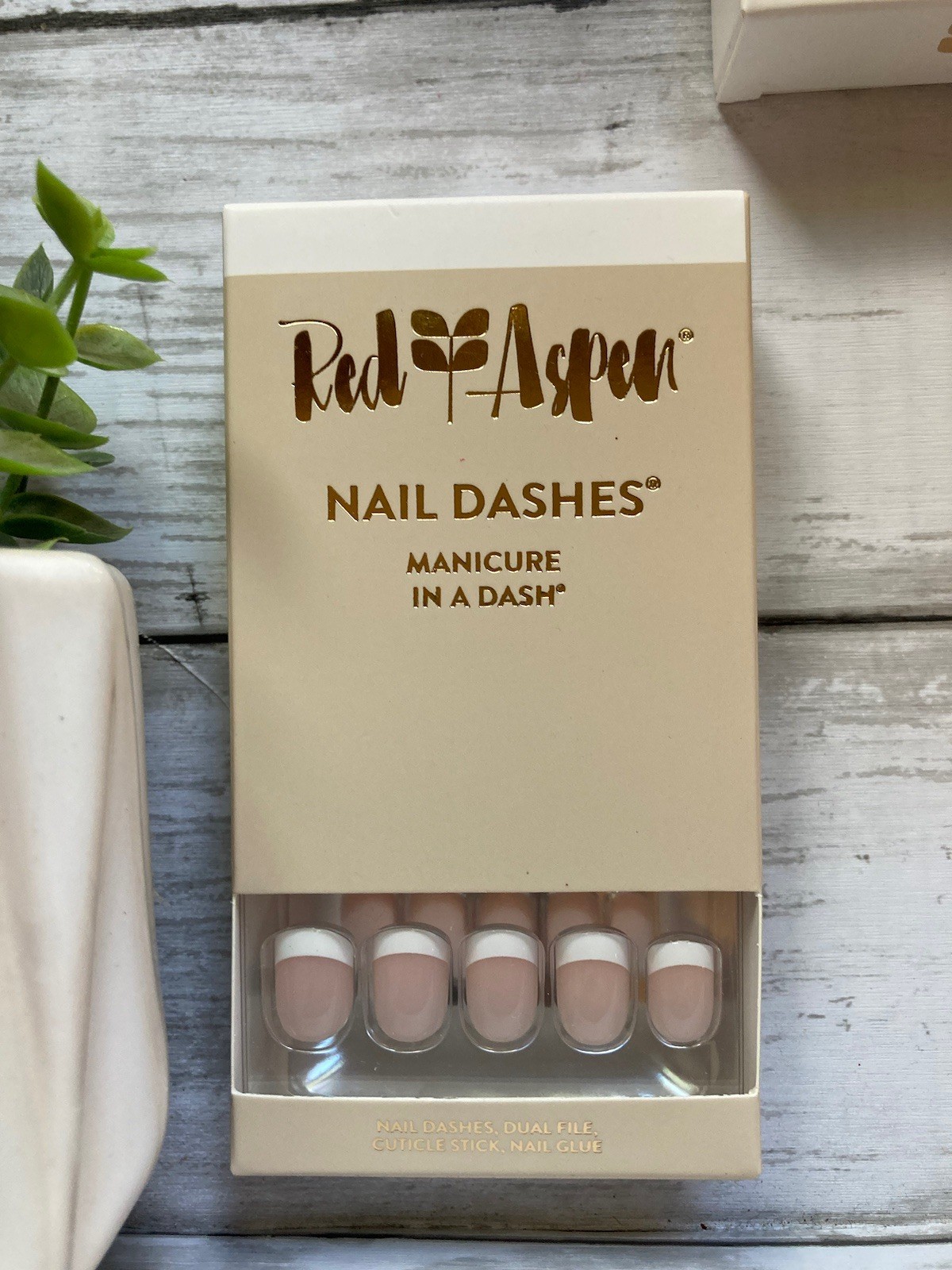 RED ASPEN Nail Dashes Press On Nails~ Short Square ~ NELL’S FRENCH TIP Manicure