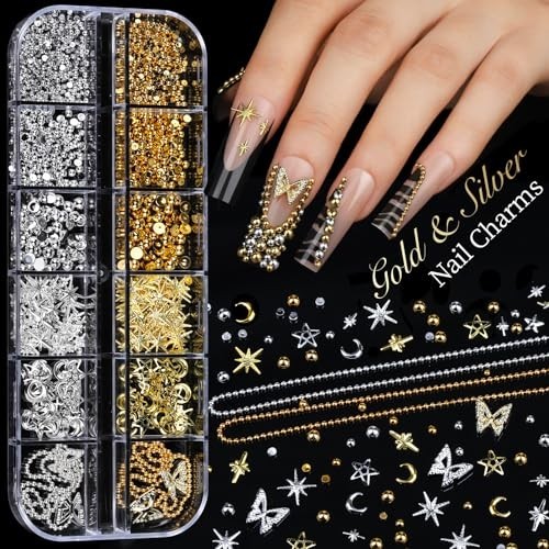Acrylic Nail Kit for DIY Nail Art – Clear Coffin Tips, Charms, Stickers & Tools