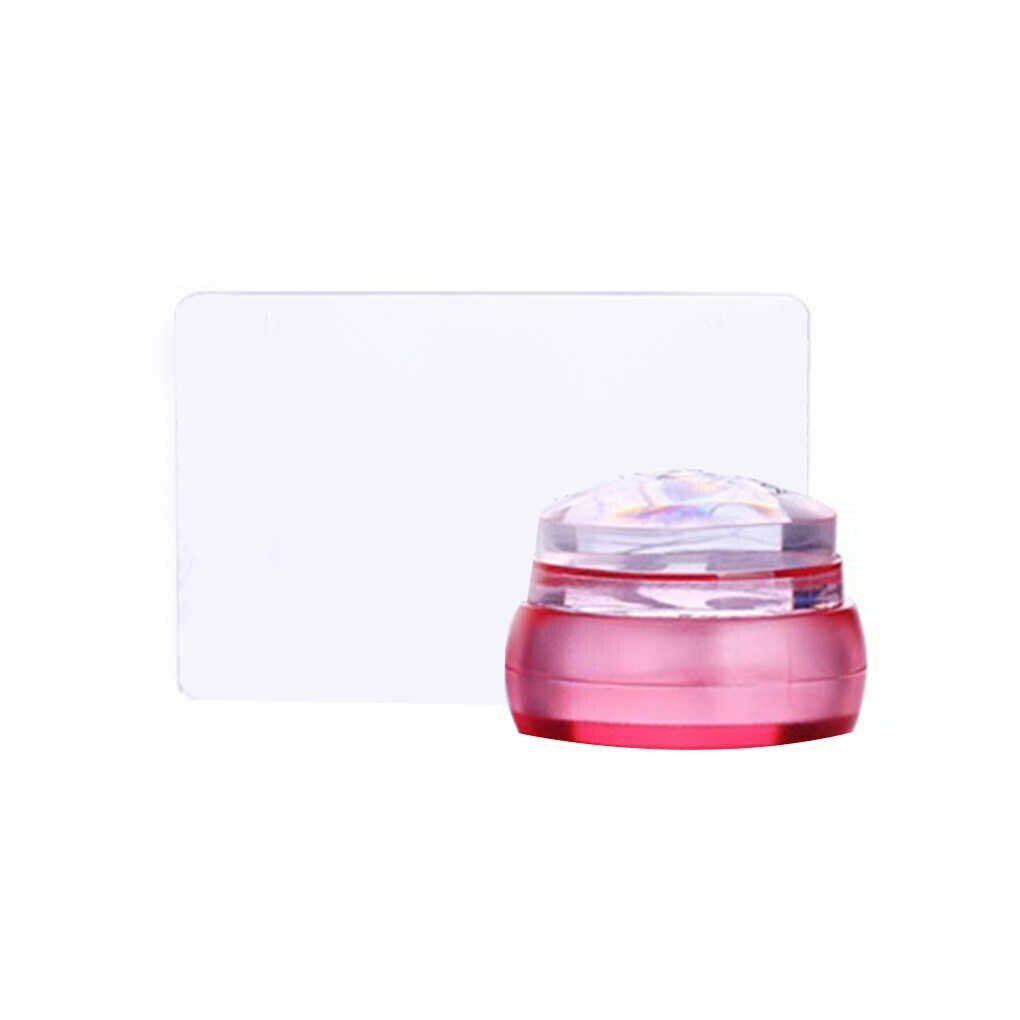 Red Clear Silicone Nail Art Stamping Circle Stamper Scraper Decors Plate