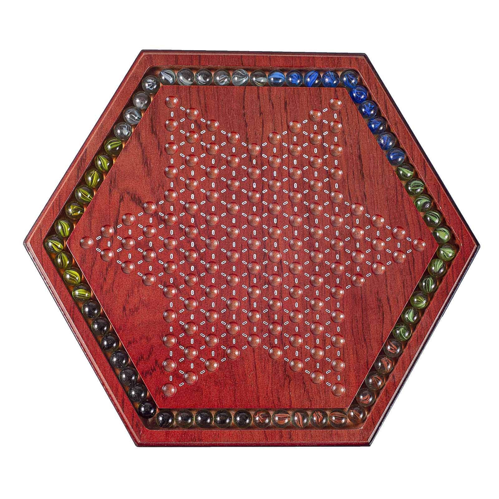 AMEROUS 13.6 inches Wooden Chinese Checkers 13.58 x 12 x 0.75 inch, Brown