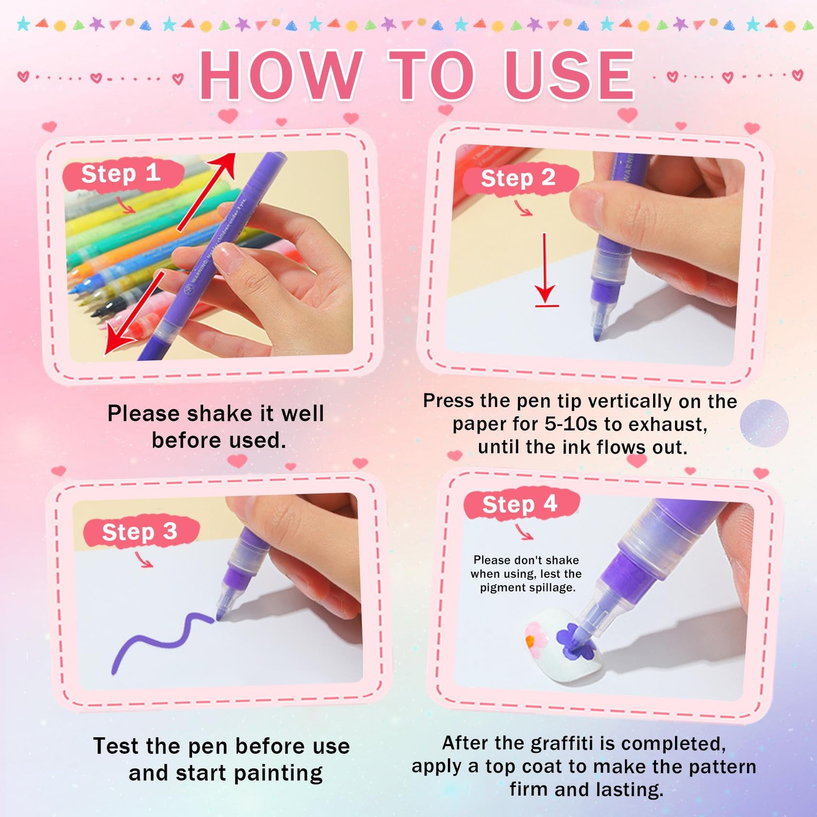 12 Colors Nail Art Pens Set Fine Tip Quick Dry Acrylic Paint Markers for DIY Des