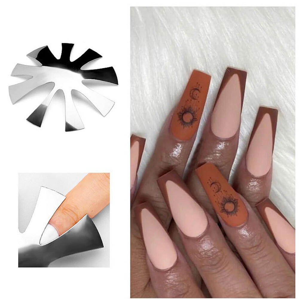 9 Sizes V-Shaped Triangle Nail Cutter French Manicure Nail Deep Steel Plate Tool