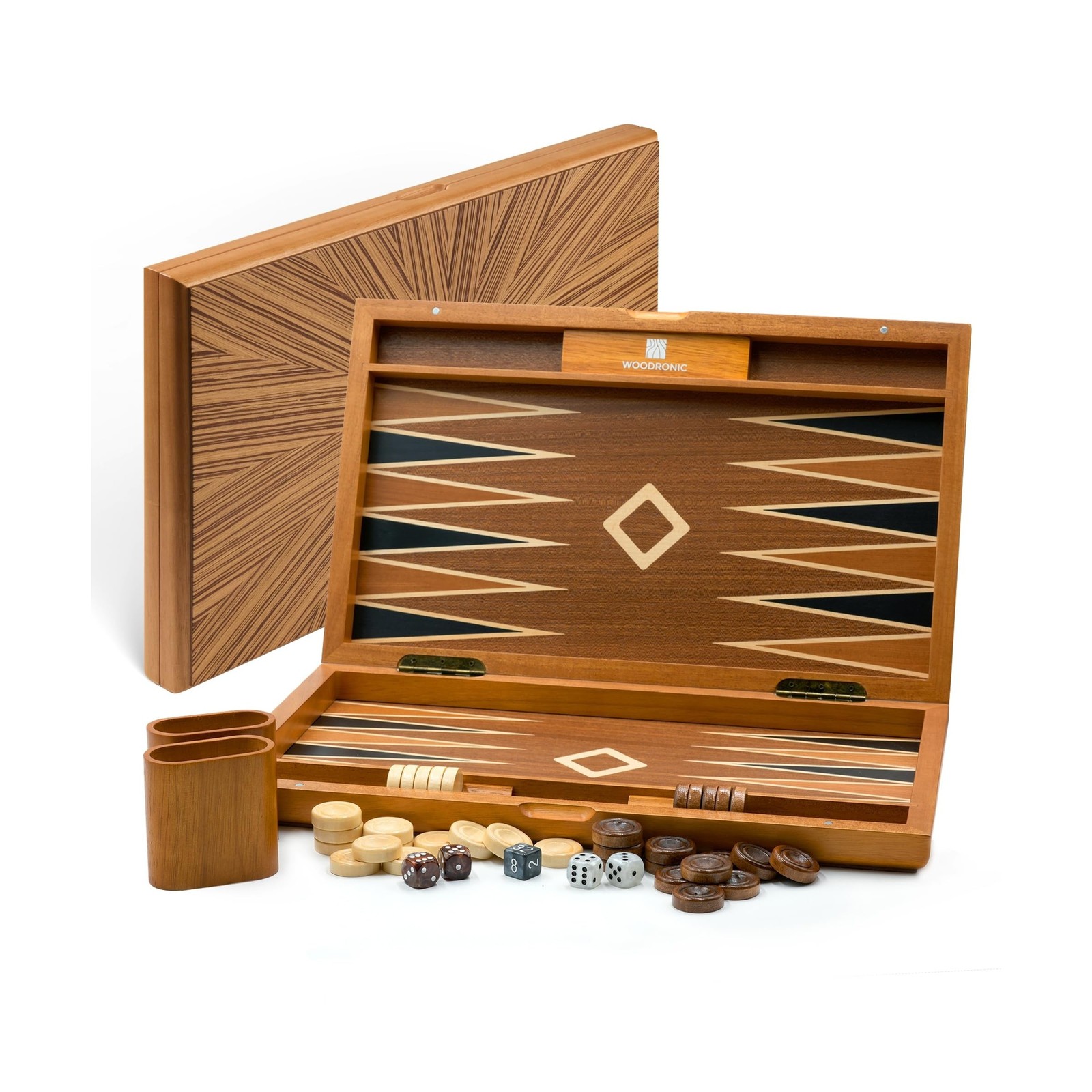 Wooden Backgammon Set for Adults – 19 Inch Classic Board Game Case – Premi