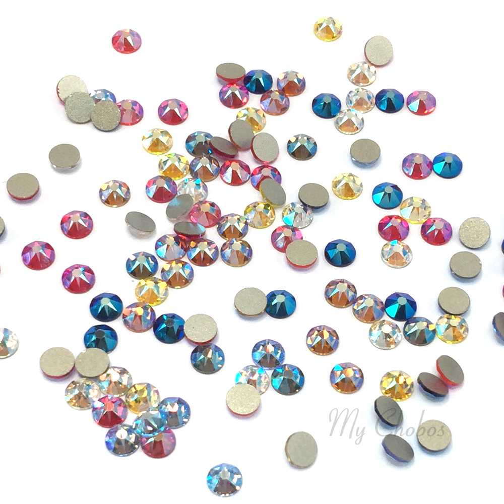 144 Swarovski 2058/2088 crystal flatbacks rhinestones Shimmer Effect Colors Mix