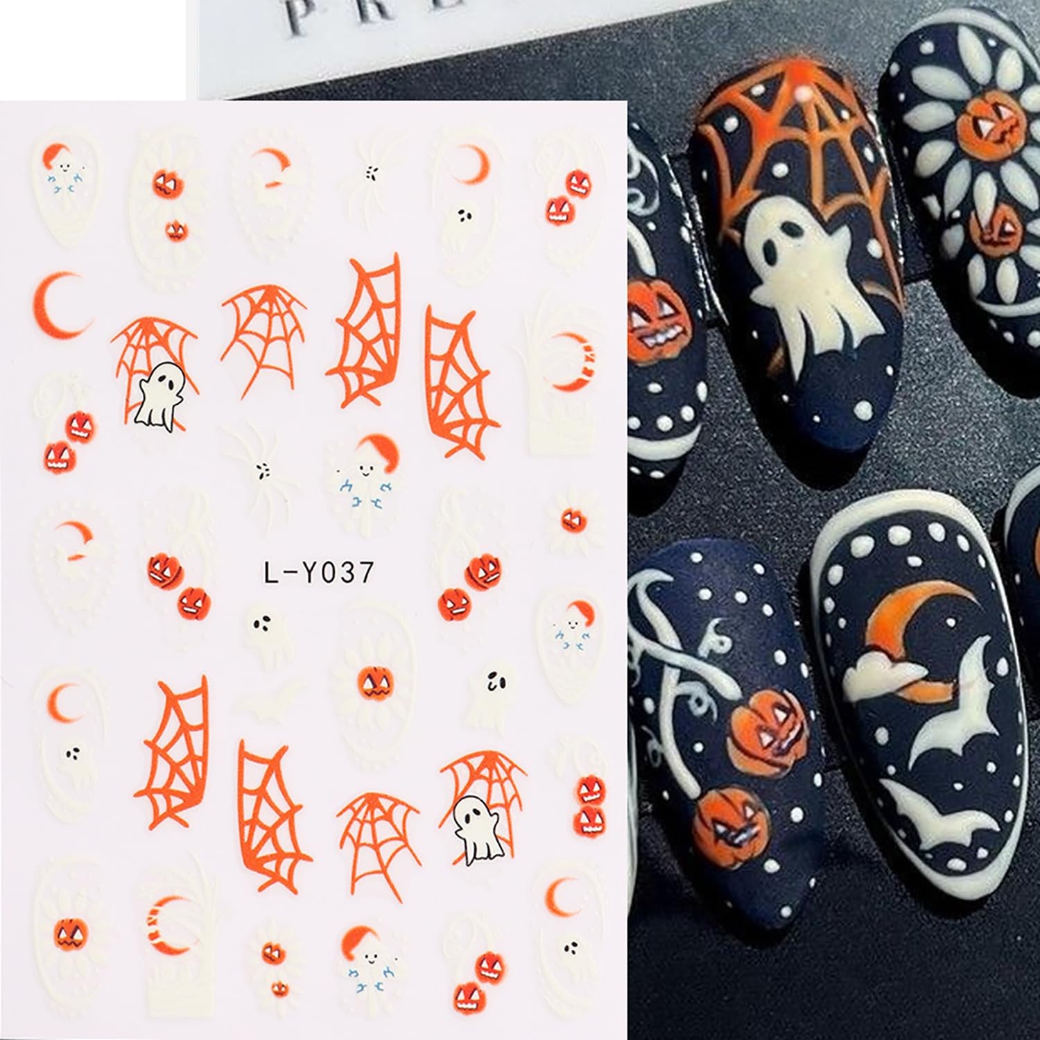 Halloween Nail Stickers for Nail Art Glow in The Dark 3D Self-Adhesive Supplies