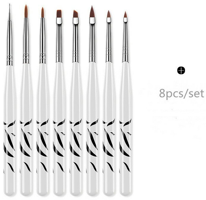 8Pcs/Set UV Gel Nail Art Brush Polish Painting Pen Brush For Manicure