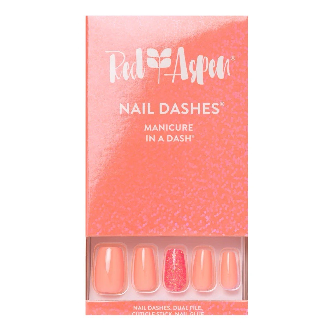 Red Aspen Kailani’s Living Coral Medium Coffin Nails New With Glue
