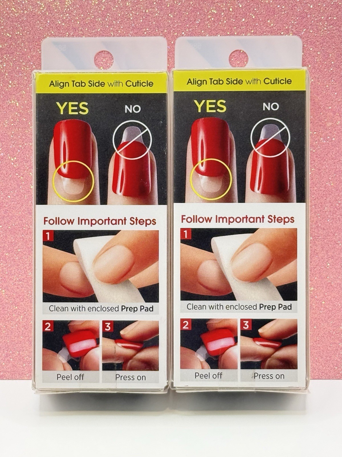 Kiss imPRESS Press-On Nails Short Nude Glitter Accent 58065 Lot Of 2