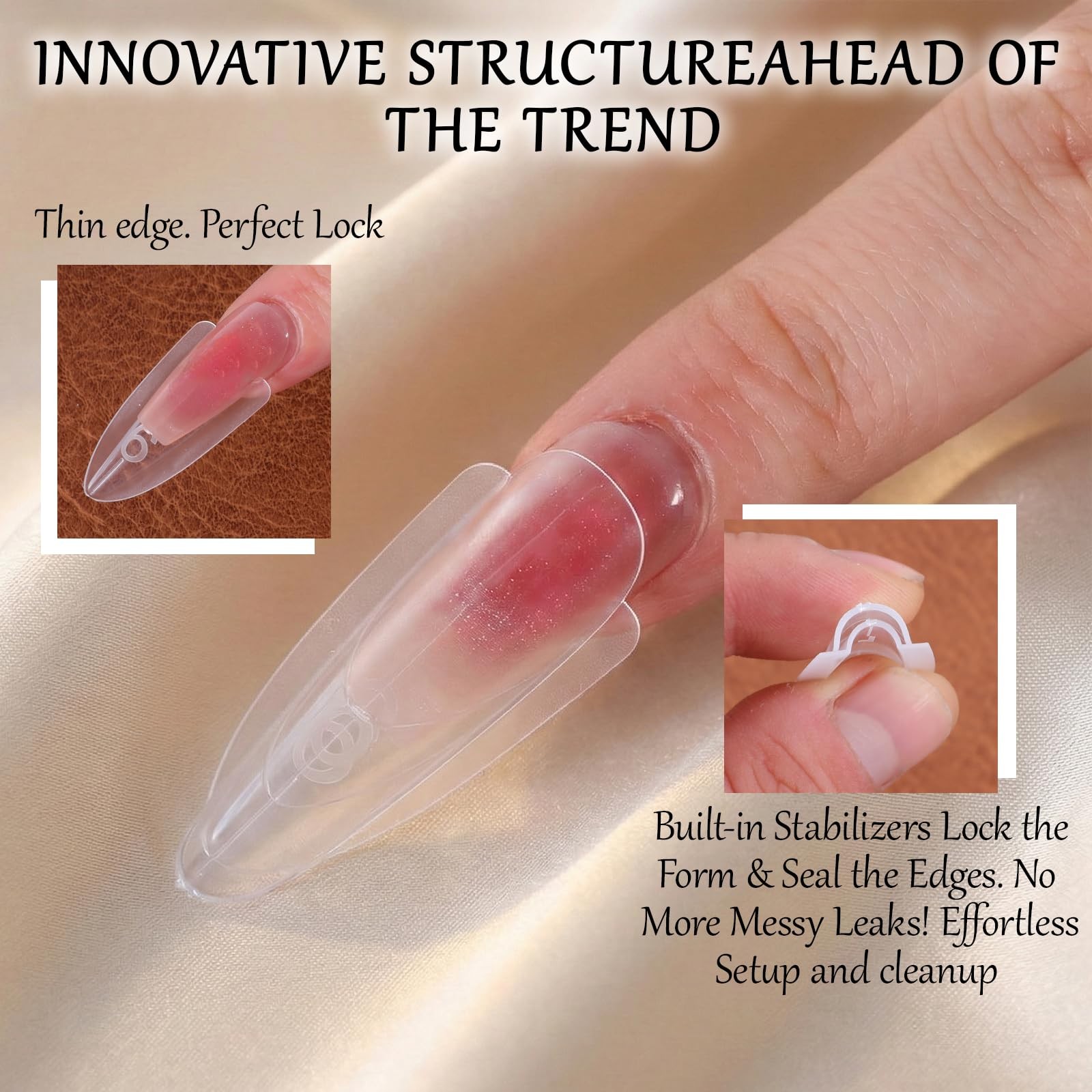240 PCS Original Sandwich Nails Dual Forms, 15 Sizes Long Coffin Reusable Nai…