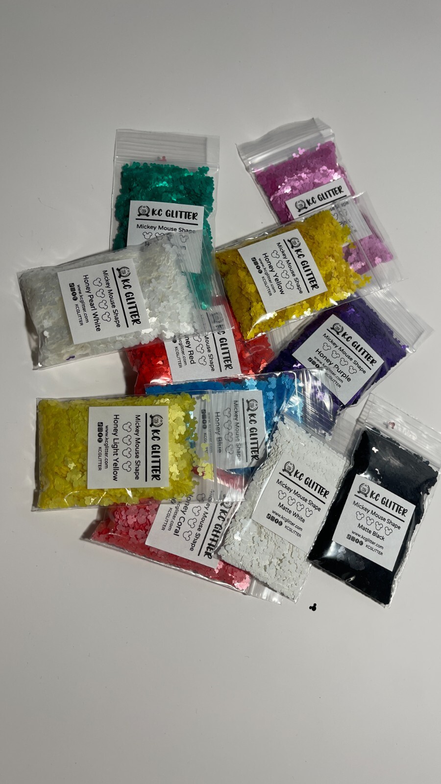 50g Solvent Resistant MICKEY MOUSE shape Glitter PEARL WHITE Nail ART Craft