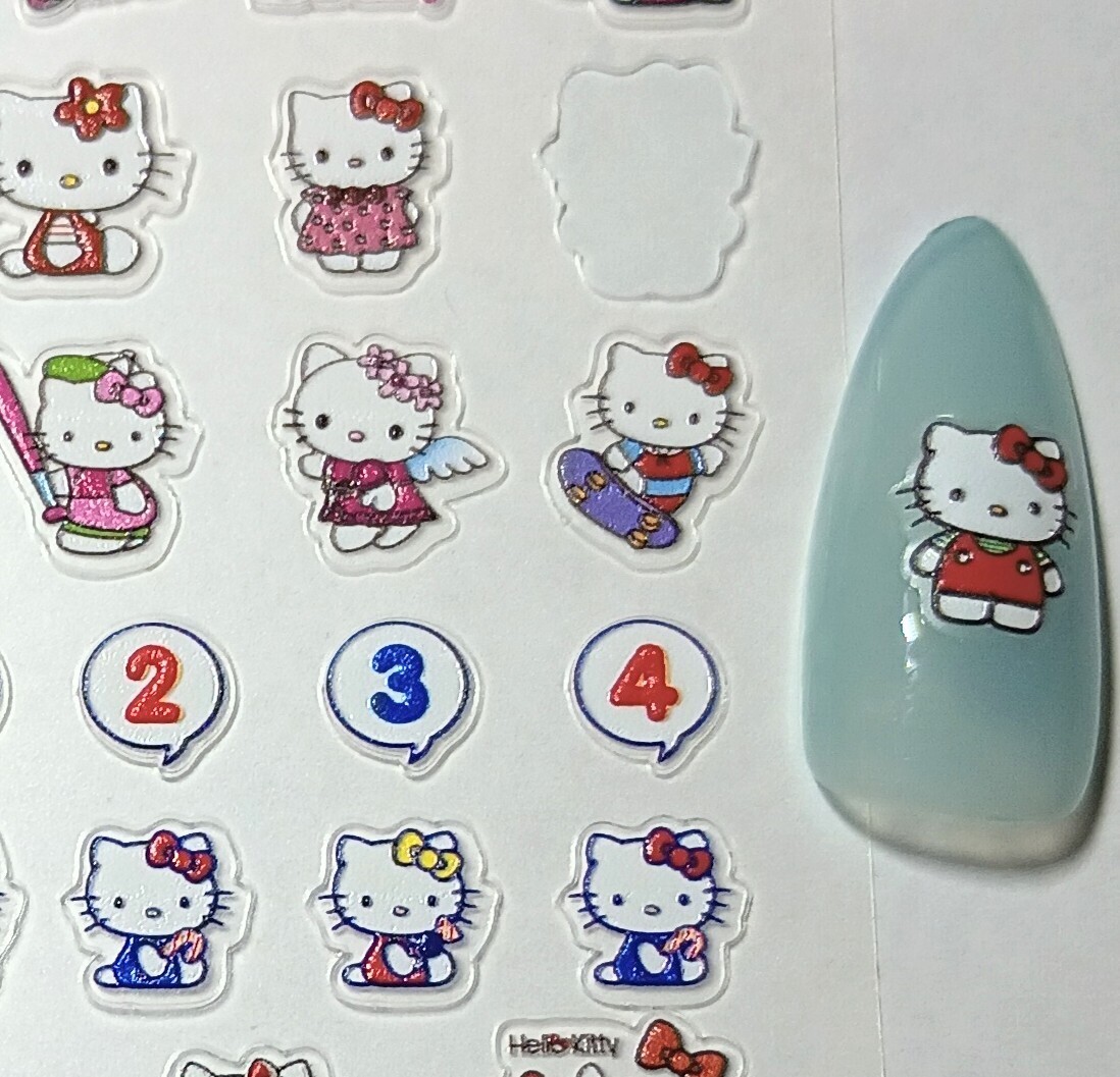 Hello Kitty 5D Art Nails Stickers Women Girls Nail Art Decoration DIY