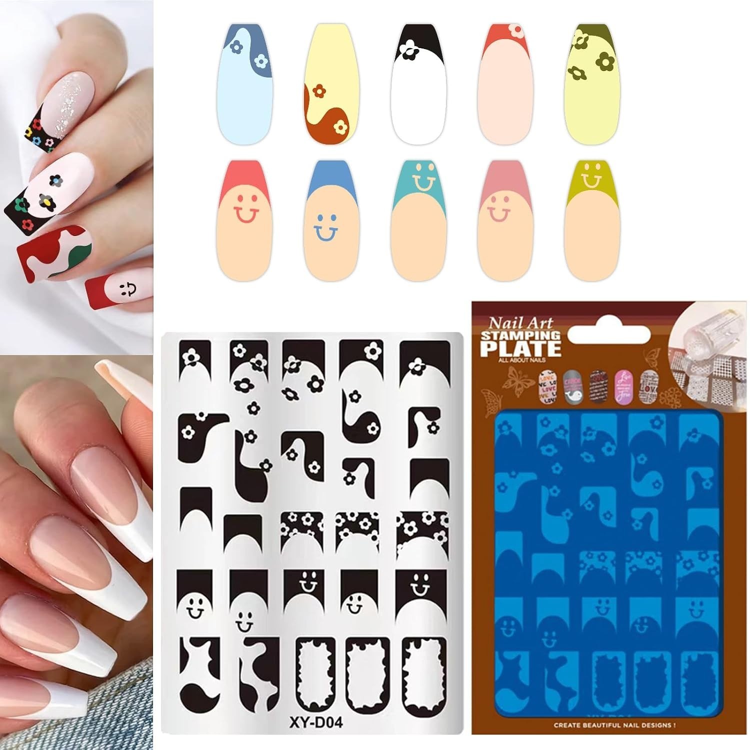 Reusable Nail Art Stamping Plates Set – 3 Stainless Steel Templates 4×2.8 inches