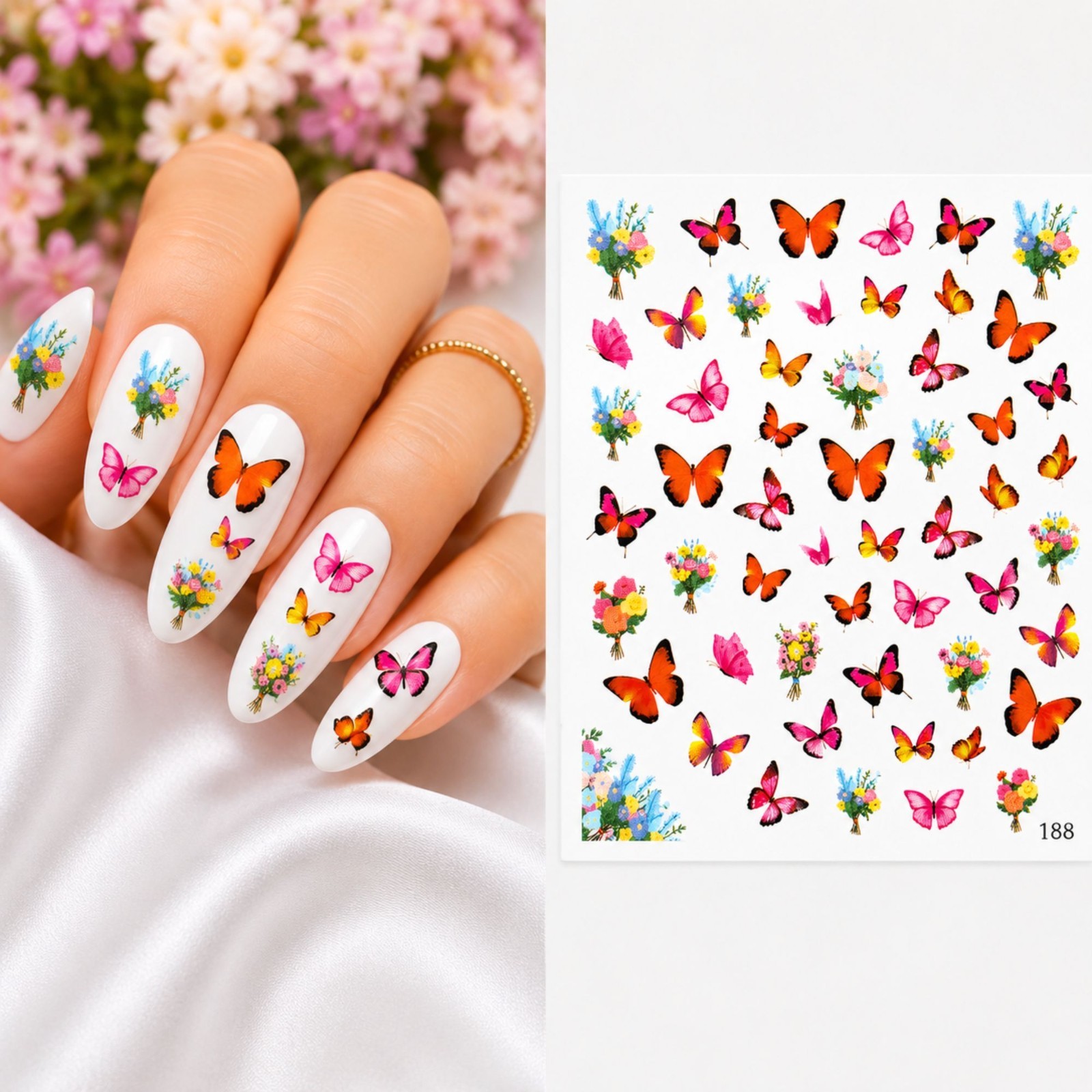 Butterfly Water Transfer Nail Stickers Insect Nail Art Decals DIY Manicure Gift