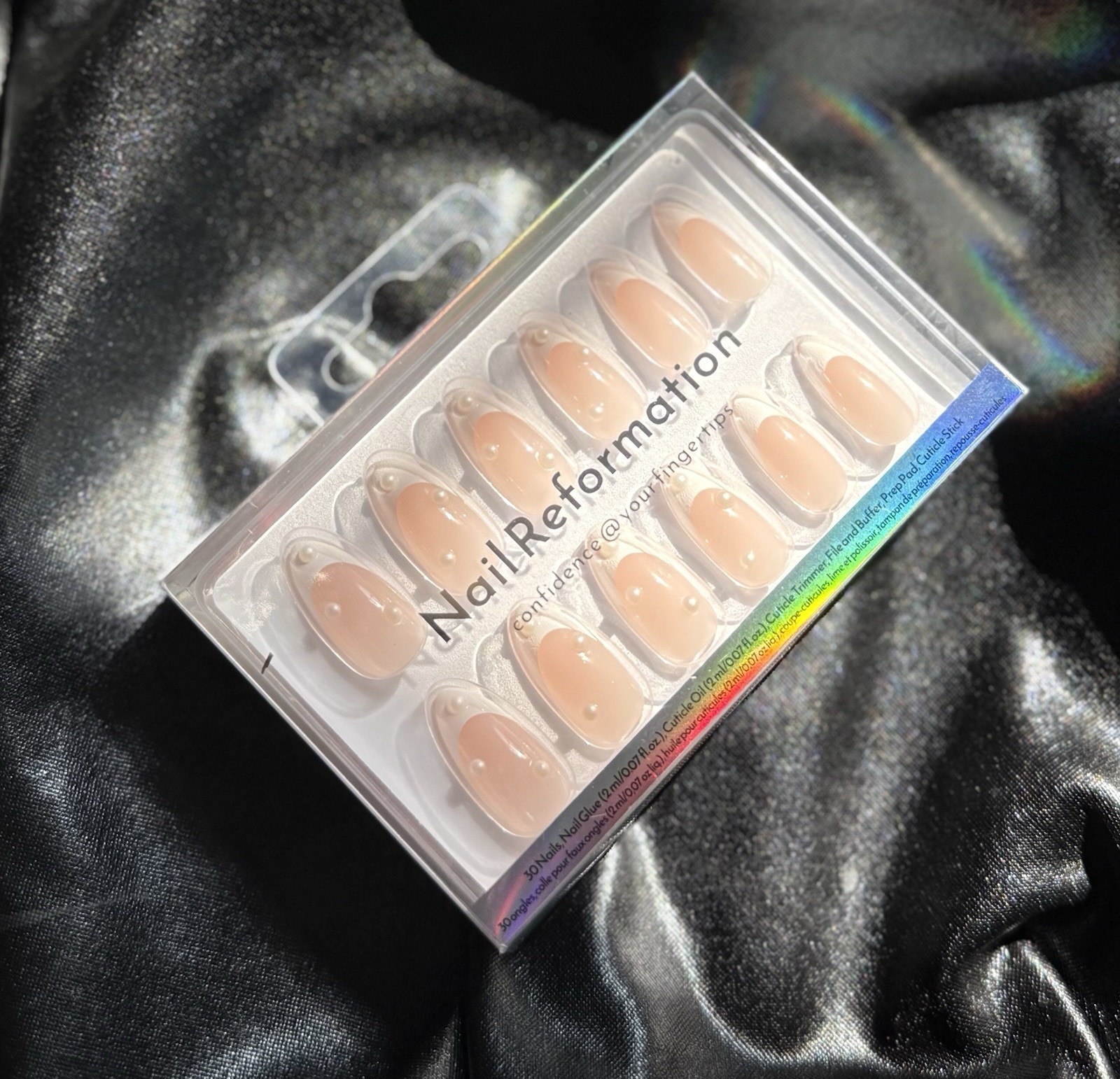 Nail Reformation Press On Nails, French Almond w/pearls~Includes Free Gifts💝