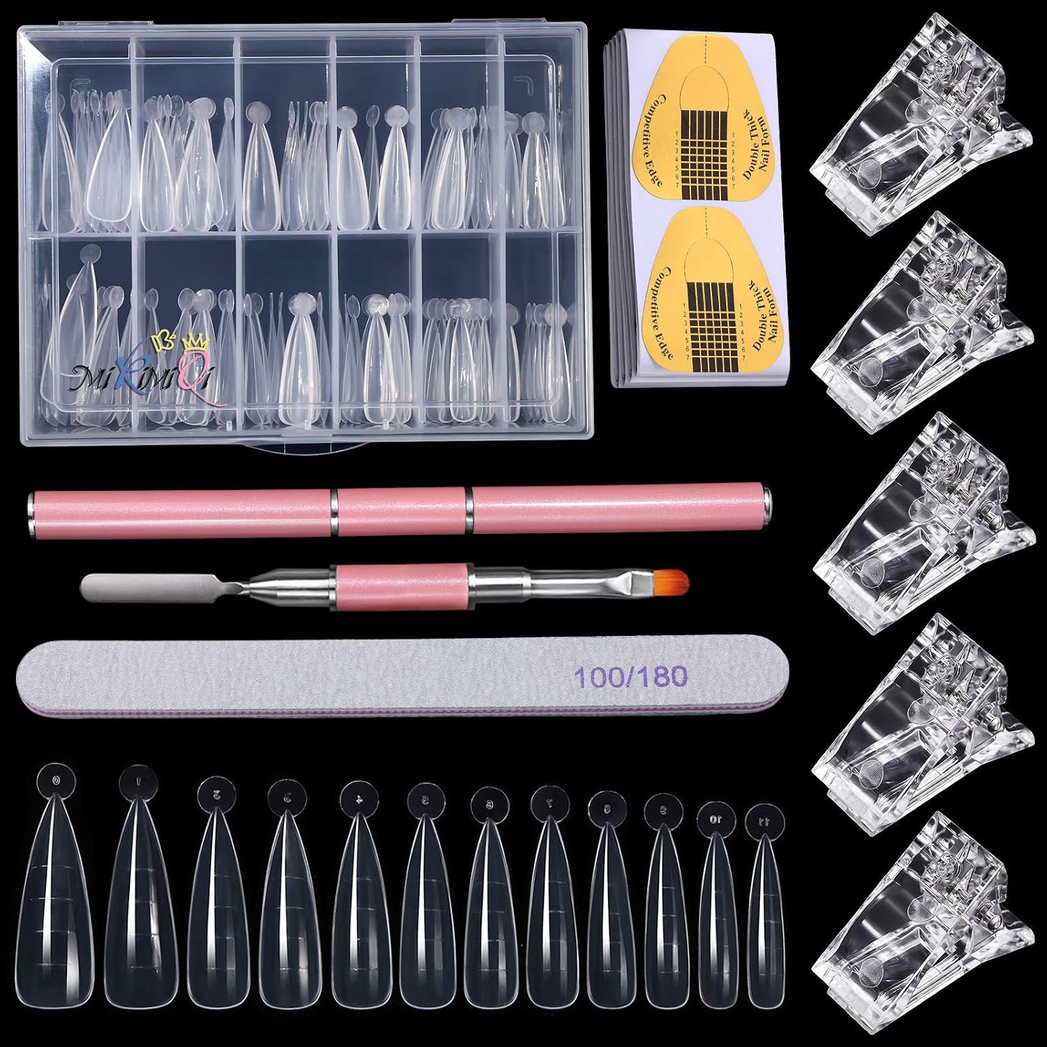 Dual Nail Forms Set 120Pcs Stiletto Gel Nail Molds 100PCS Nail Art Extension Gui