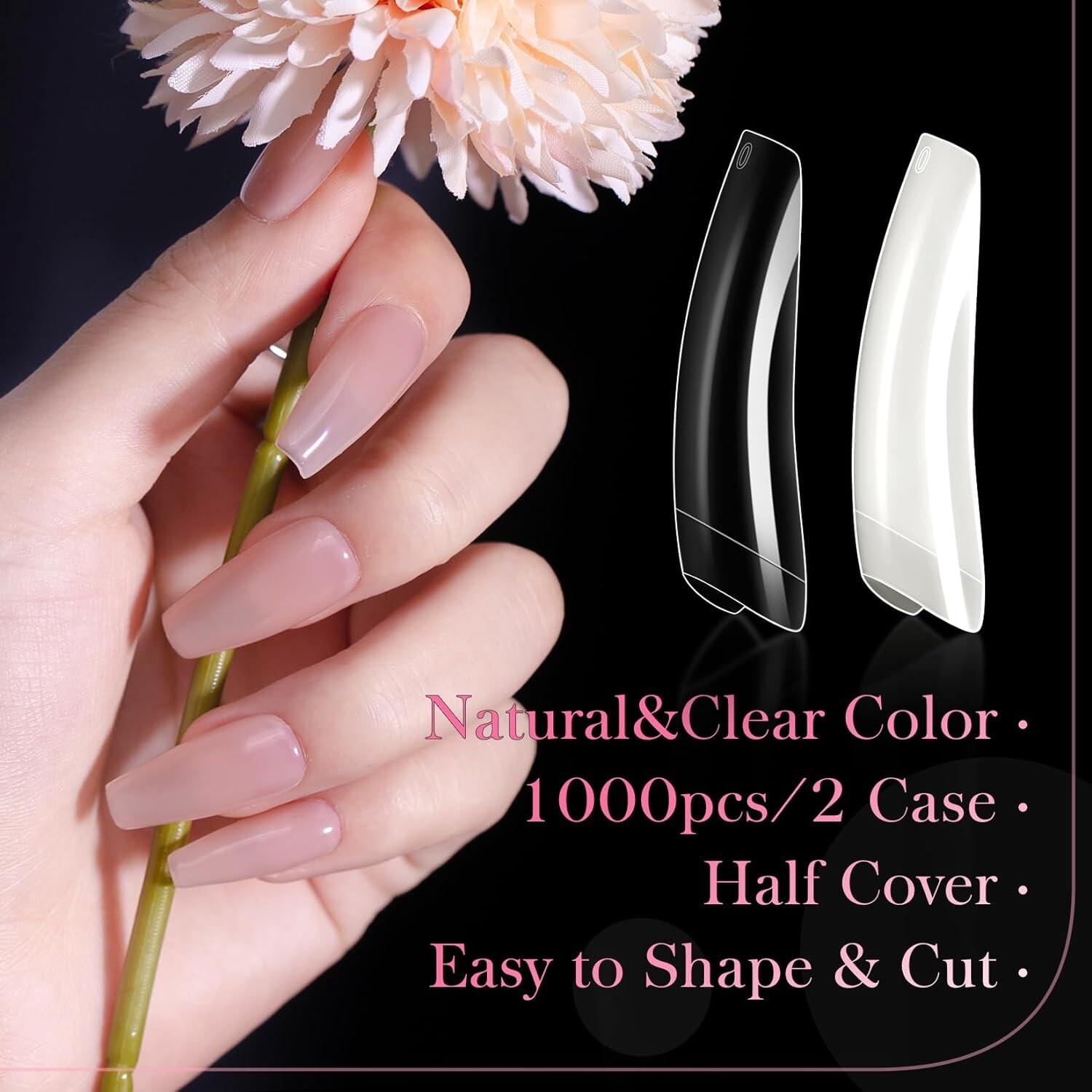 Kit De Uñas Acrilicas 1000 Pcs, 10 Tamaños Para Arte de uñasSalones Y Hogar DIY