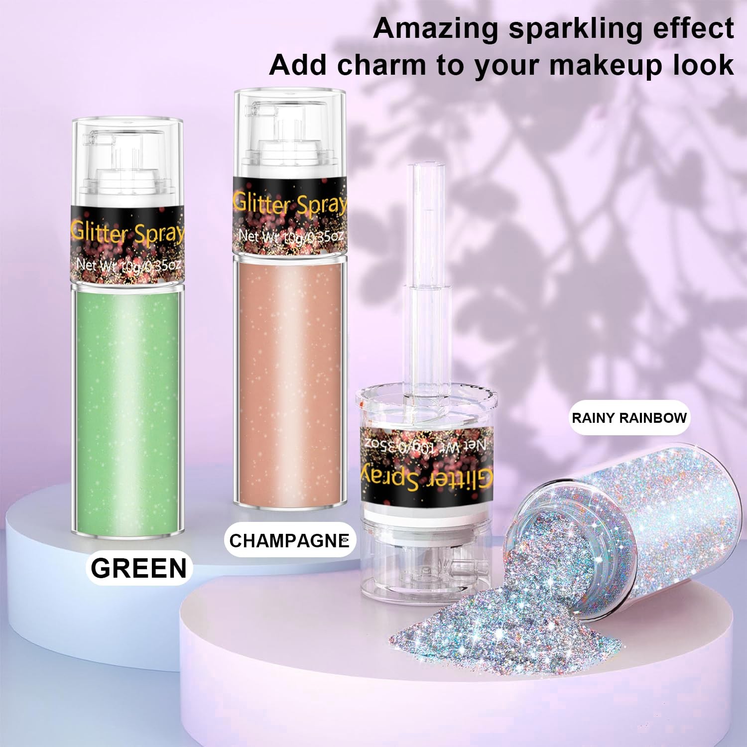 Hair and Body Glitter Spray, 1PC Glint-Rainbow Glitter Hairspray Dry Powder M…