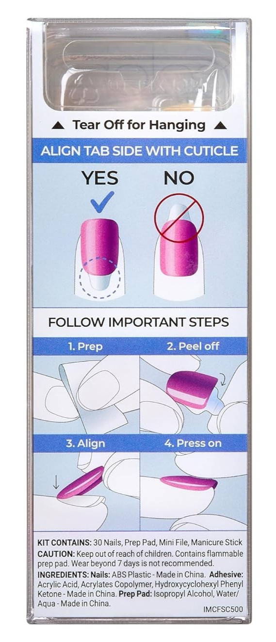 Kiss imPRESS Color FX 30 Press On Nails Sour Love Pearlescent White 93388 NEW
