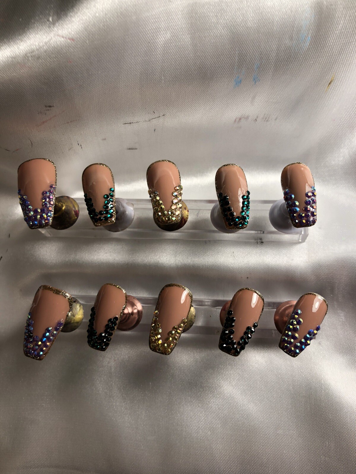 Z NAILZ! Gorgeous Set Of Custom Handmade MARDI GRAS Press On Nails