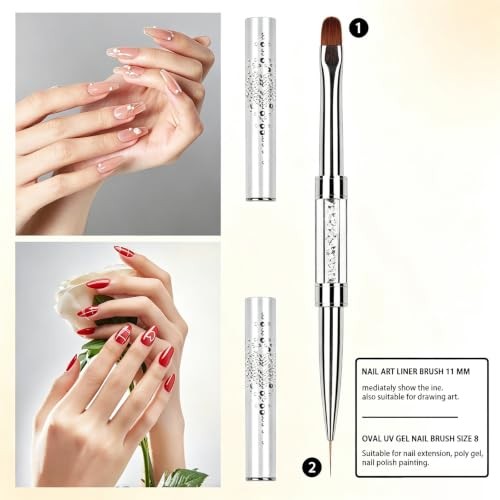 Starfa 1Pcs Builder Gel Brush Dual Ended Nail Art Brush for Polygel | Dual