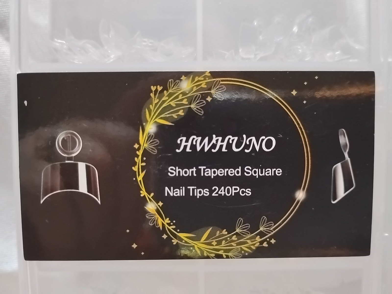 480pcs Nail Tips. 240 Short Tapered Square & 240 Half Cover Almond