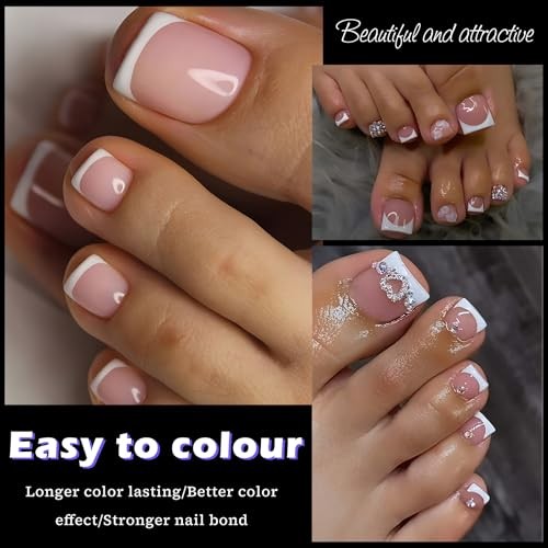 320pc Fake Tip Soft Gel Toe Nail Tips Clear Press on Short Square Toenails