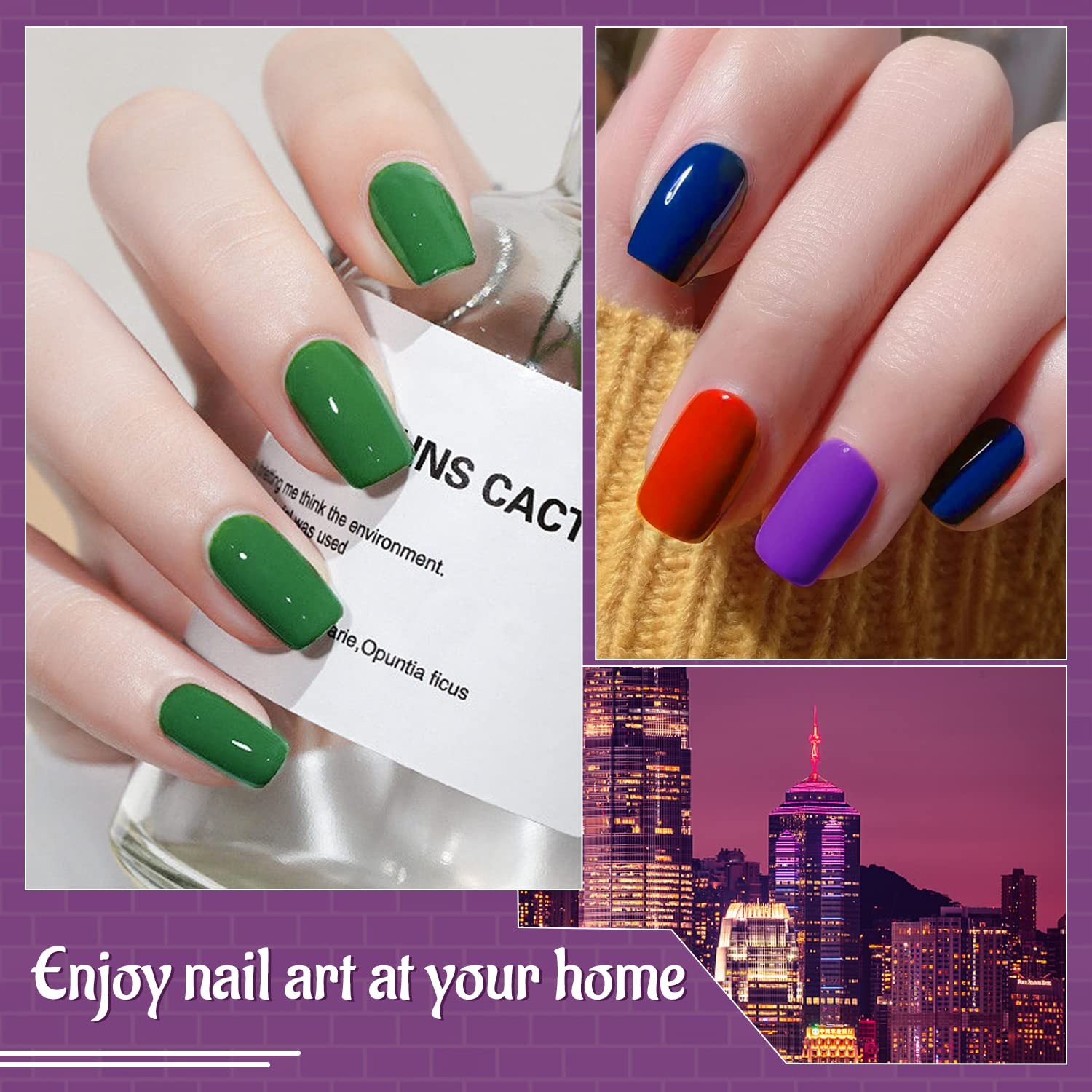 Gel Nail Polish Kit 60 PCS with U V Light Soak off Base Top Coat 55 Shine Col…