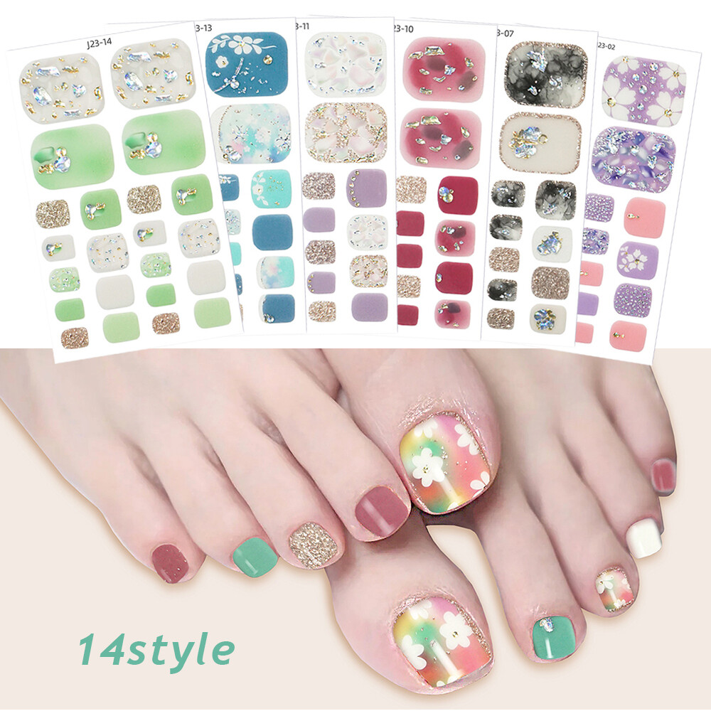 Full Size Nail Wraps Stickers Polish Toe Manicure Art Self Stick Decor 3D Decals