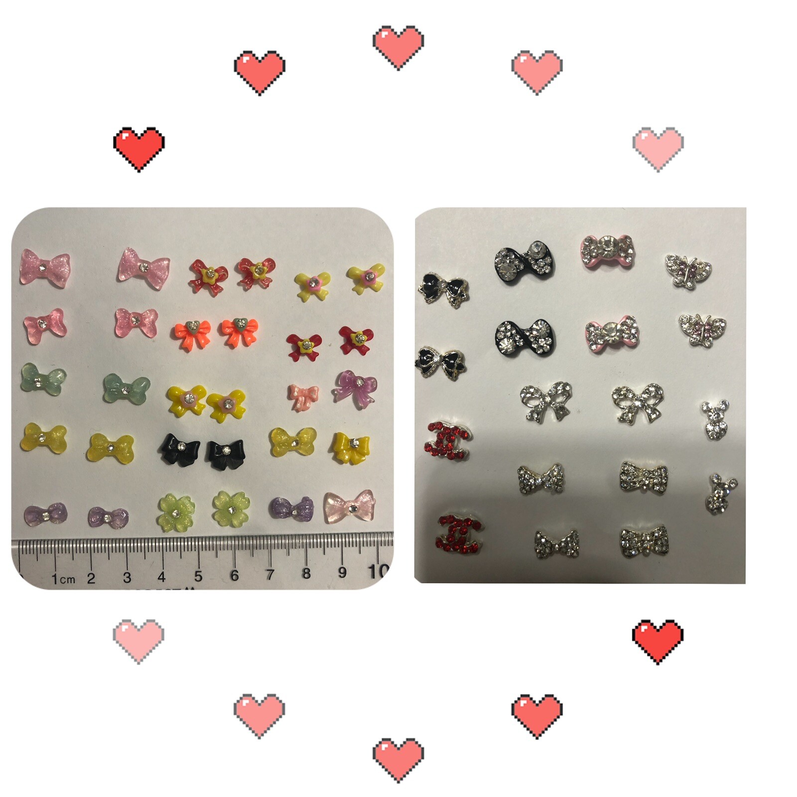 3D nail art decorations rhinestone tie bow butterfly black pink resin silver red