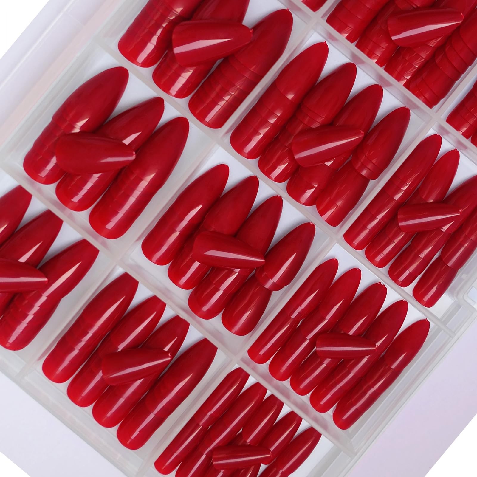 Short Almond Press on Nails, 360pcs Red Fake Nails Press ons Glossy Gel Acryl…